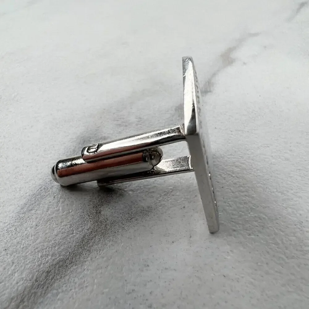 Hickok Vintage Silver Tone Square Scroll Single Cufflink